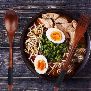 Japanse houten lepels en vorken set 6-delig