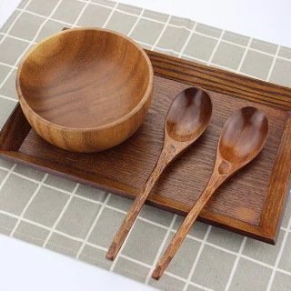 Japanse Nanmu houten soeplepels set van 6