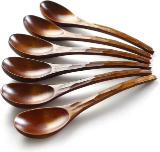 Japanse Nanmu houten soeplepels set van 6