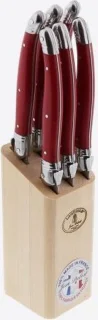 Jean Dubost Laguiole rood blok 6 steakmessen rvs