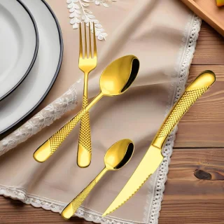 JMZR® Bestekset 24-Delig Goud 6 Personen
