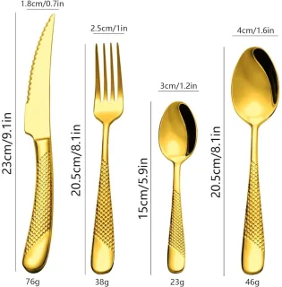 JMZR® Bestekset 24-Delig Goud 6 Personen