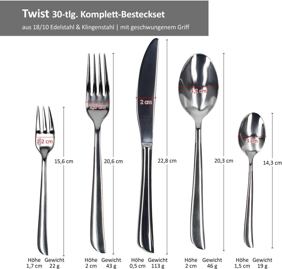 Justinus Twist 300-delige bestekset voor 60 personen
