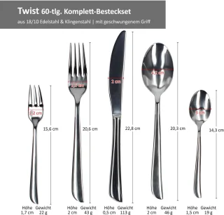 Justinus Twist 60-delige bestekset voor 12 personen