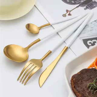 Kadirelli Bestekset 24-delig RVS Goud/Wit