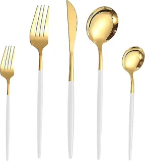 Kadirelli Bestekset 30-delig Goud/Wit RVS voor 6 Personen