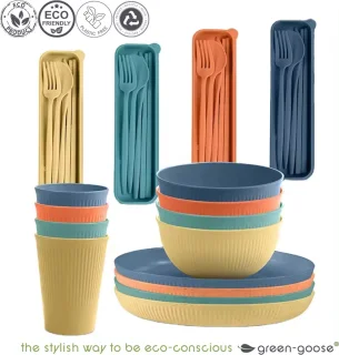 Kampeer Servies 40-delig voor 4 Personen Plastic Lichtgewicht