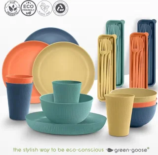 Kampeer Servies 40-delig voor 4 Personen Plastic Lichtgewicht