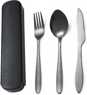 Kampeerbestek set 3-delig RVS met etui