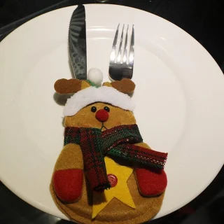 Kerst bestekhouder set 3 - Kerstman, rendier, sneeuwman