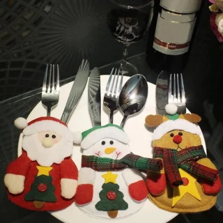 Kerst bestekhouder set 3 - Kerstman, rendier, sneeuwman