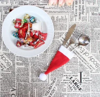 Kerst Servies Mes en Vork Set Kersthoed