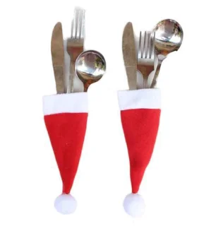 Kerst Servies Mes en Vork Set Kersthoed