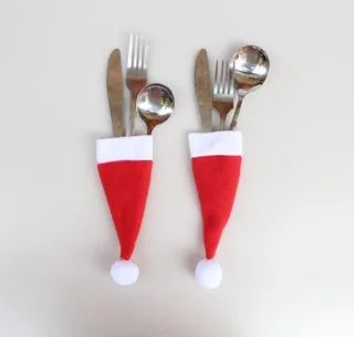 Kerst Servies Mes en Vork Set Kersthoed