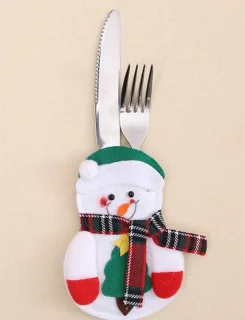 Kerst Sneeuwpop Bestekhouder - 1 stuk