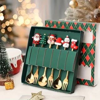 Kerstbestek 6-delig goud