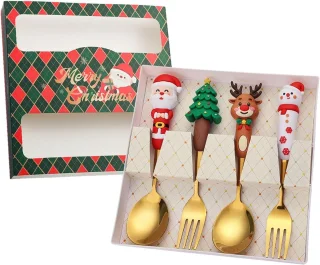 Kerstbestekset 4-delig RVS Goud