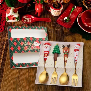 Kerstbestekset 4-delig RVS Goud
