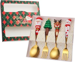 Kerstbestekset 4-delig RVS Goud