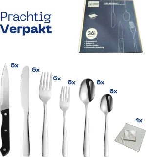 Keukenvriend Bestekset 36-delig 6 Persoons Roestvrij Staal