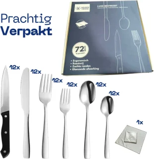 Keukenvriend Bestekset 72-delig 12 Persoons Roestvrij Staal