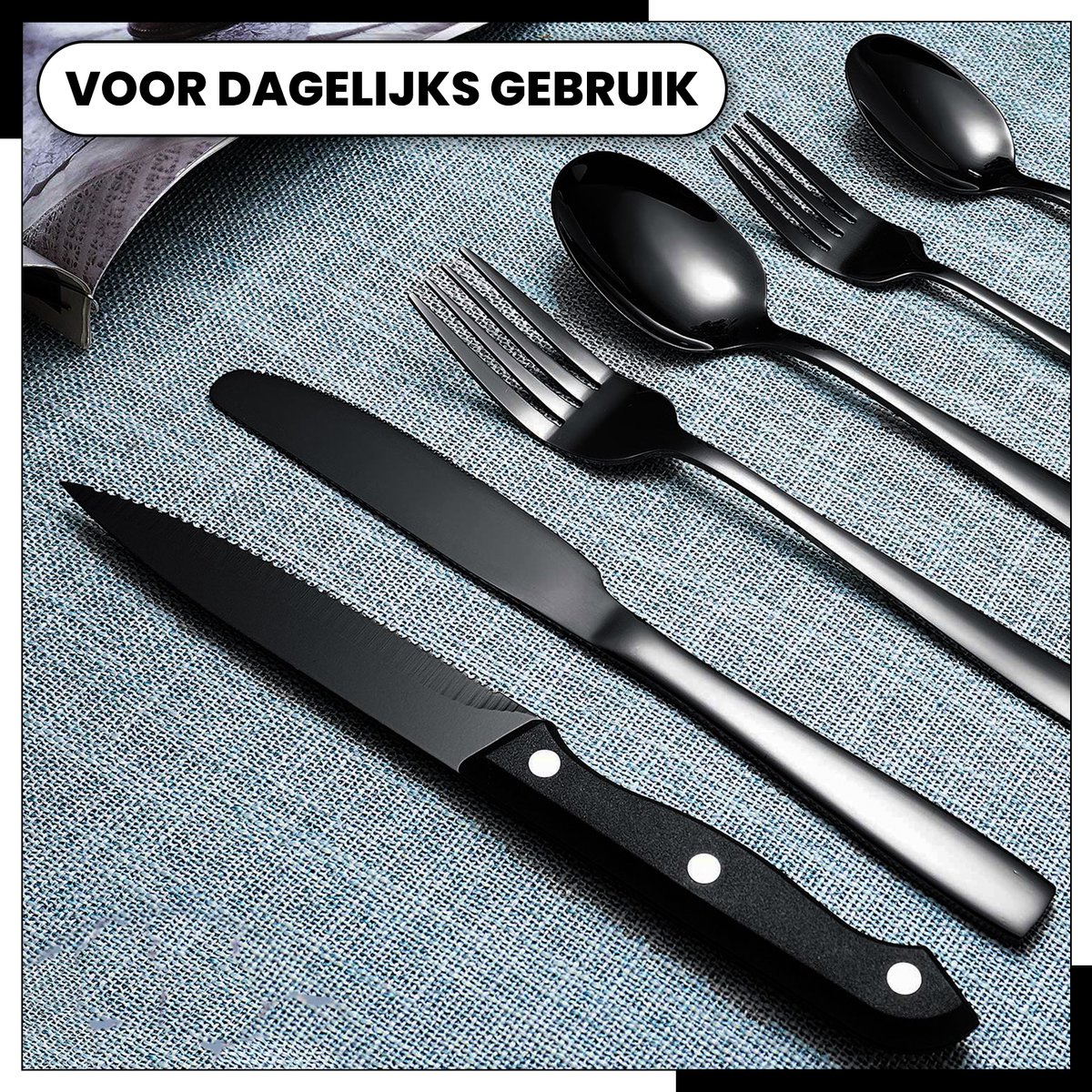 Wat vinden we goed aan de Kicinn Bestekset 36-delig Zwart 6 Persoons