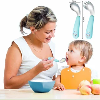 Kids Cutlery Set Spoon & Fork (Blue)
