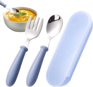 Kinderbestek set roestvrijstaal blauw