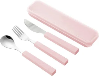 Kinderbestekset RVS 3-delig Mes, Vork en Lepel Roze