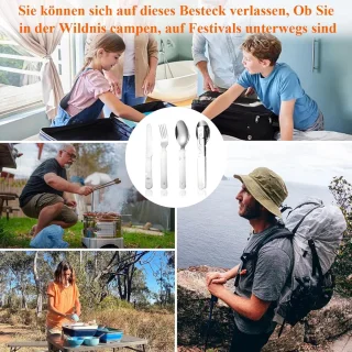Klassiek Leger Camping Bestekset 4-delig