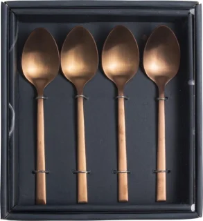 Koperen koffielepeltjes, set van 4