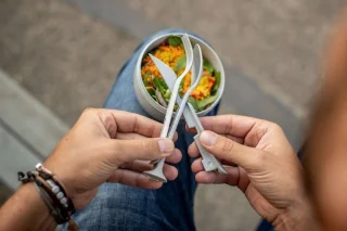 Koziol KLIKK POCKET bestekset 3-delig natuur hout