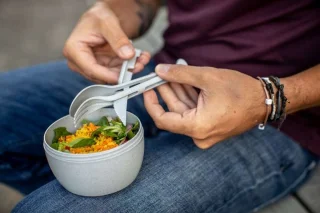 Koziol KLIKK POCKET bestekset 3-delig natuur hout