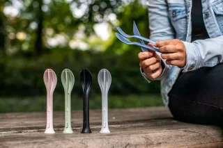 Koziol KLIKK POCKET bestekset 3-delig natuur