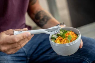 Koziol KLIKK POCKET bestekset 3-delig natuur