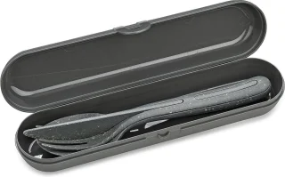 Koziol Klikk Ready Etui met Bestek Set 3-delig Grijs