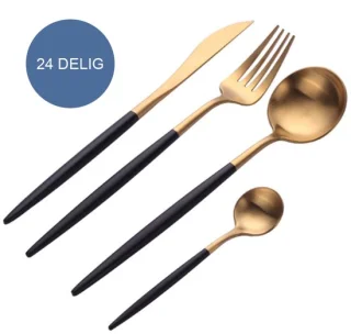 Krumble Bestekset 24-delig 6-persoons Goud/Zwart