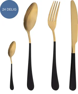 Krumble Bestekset 24-delig RVS Goud/Zwart