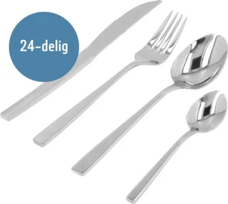 Krumble Bestekset 24-delig voor 6 personen zilverkleurig staal