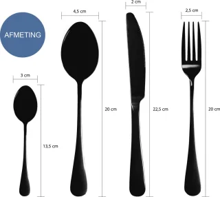 Krumble Bestekset 24-delig Zwart Halfmat 6 Personen