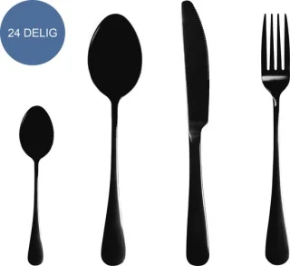 Krumble Bestekset 24-delig Zwart Halfmat 6 Personen