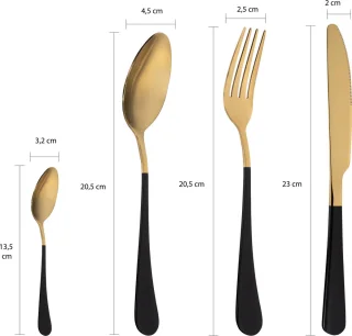 Krumble Bestekset 4-delig RVS Goud/Zwart