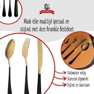 Krumble Bestekset 4-delig RVS Goud/Zwart