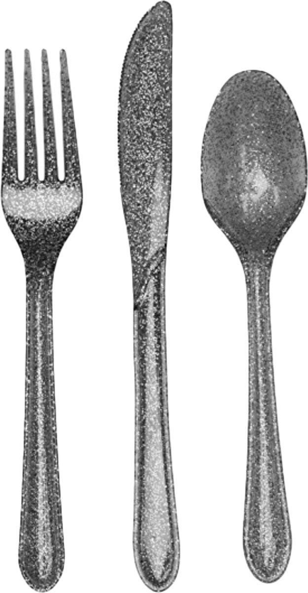Wat vinden we goed aan de Kunststof Bestek Glitter Zilver 72-delig Party BBQ
