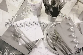 Kunststof Bestek Glitter Zilver 72-delig Party BBQ