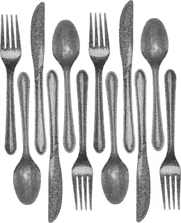 Kunststof bestek glitter zilver 96-delig party BBQ set