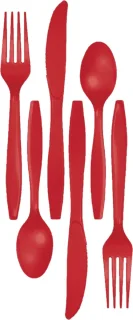 Kunststof Bestek Rood 48-delig Party BBQ Set