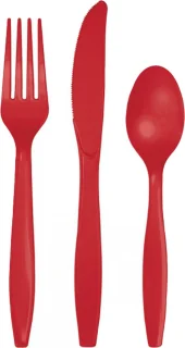 Kunststof Bestek Rood 48-delig Party BBQ Set