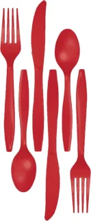 Kunststof Bestek Rood 48-delig Party BBQ Set