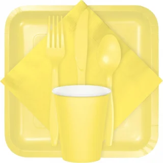 Kunststof Bestek Set 72-delig Geel Party BBQ